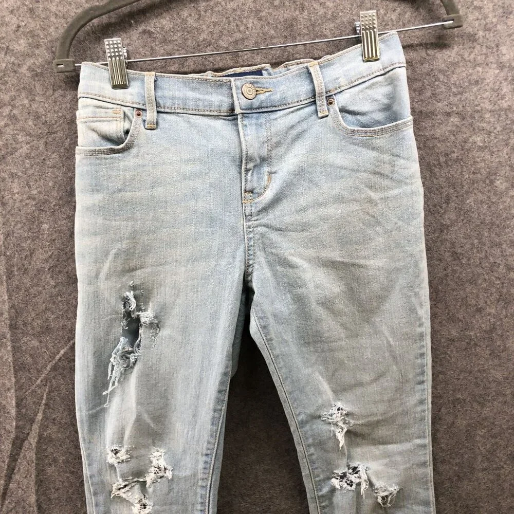 Old Navy Girls 12 Plus Super Skinny‎ Jeans Blue Light Wash Distressed Adjustable